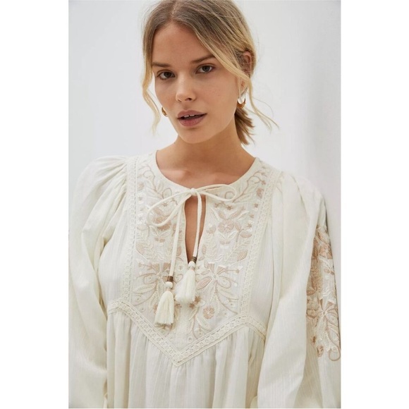 ANTHROPOLOGIE Viveka embroidered lace mini dress small - Picture 3 of 13